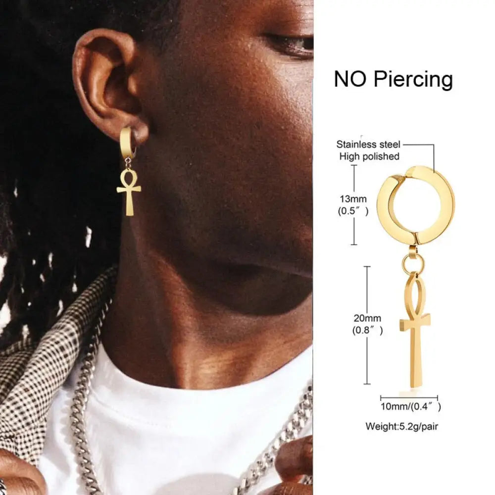 Earrings For Men Unisex Cuff For Pierced or Unpierced Ears.