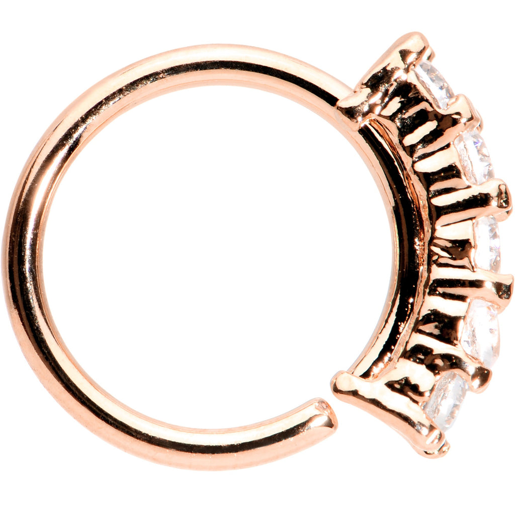 16G 5/16 Clear CZ Rose Gold IP Quintet Seamless Circular Ring