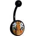Full Color Tiger Eyes Black Belly Ring