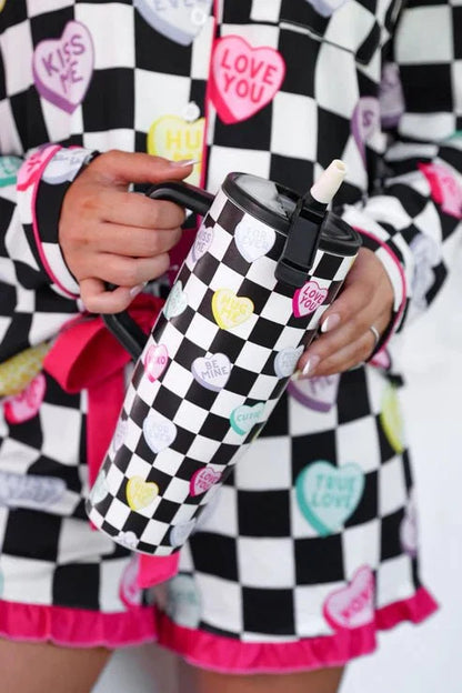 Jess Lea-Checkered Conversation Hearts Sleek Tumbler