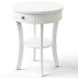 2-Tier Wood Round End Table with Open Drawer-Black