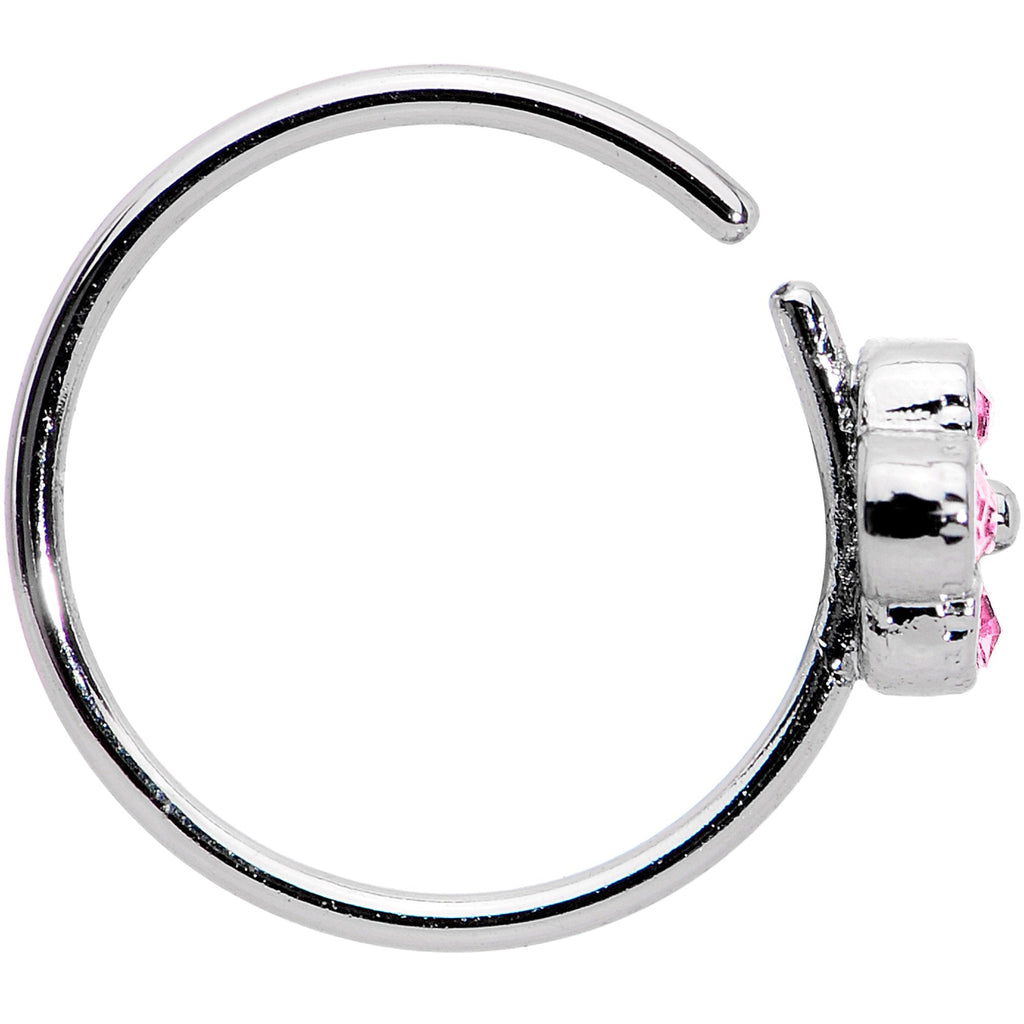 20G 3/8 Pink Gem Star Flower Seamless Circular Ring