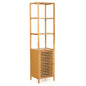 4 Tiers Slim Bamboo Floor Storage Cabinet with Shutter Door and Anti-Toppling Device-Natural