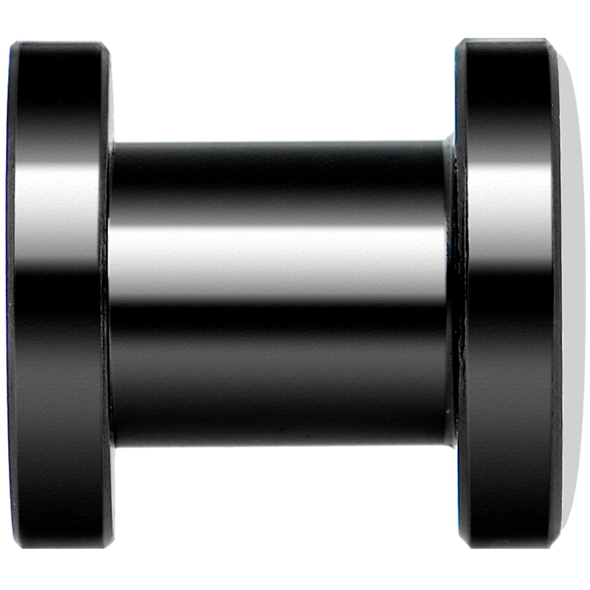 Blue Black Skull Black Anodized Screw Fit Plug Set 2G