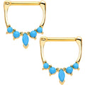3/8 Faux Turquoise Gold Tone Anodized Southwestern Nipple Clicker Set