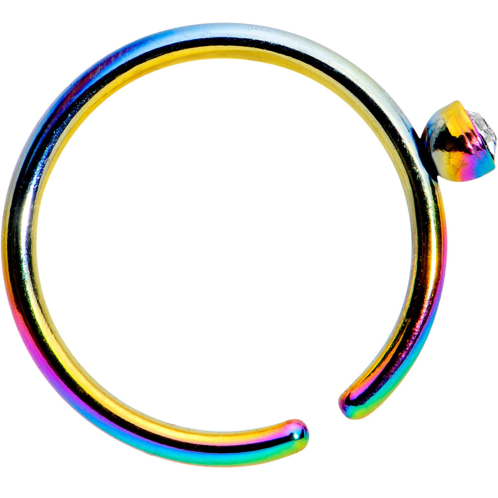 20G 5/16 Clear Gem Rainbow IP Seamless Circular Ring