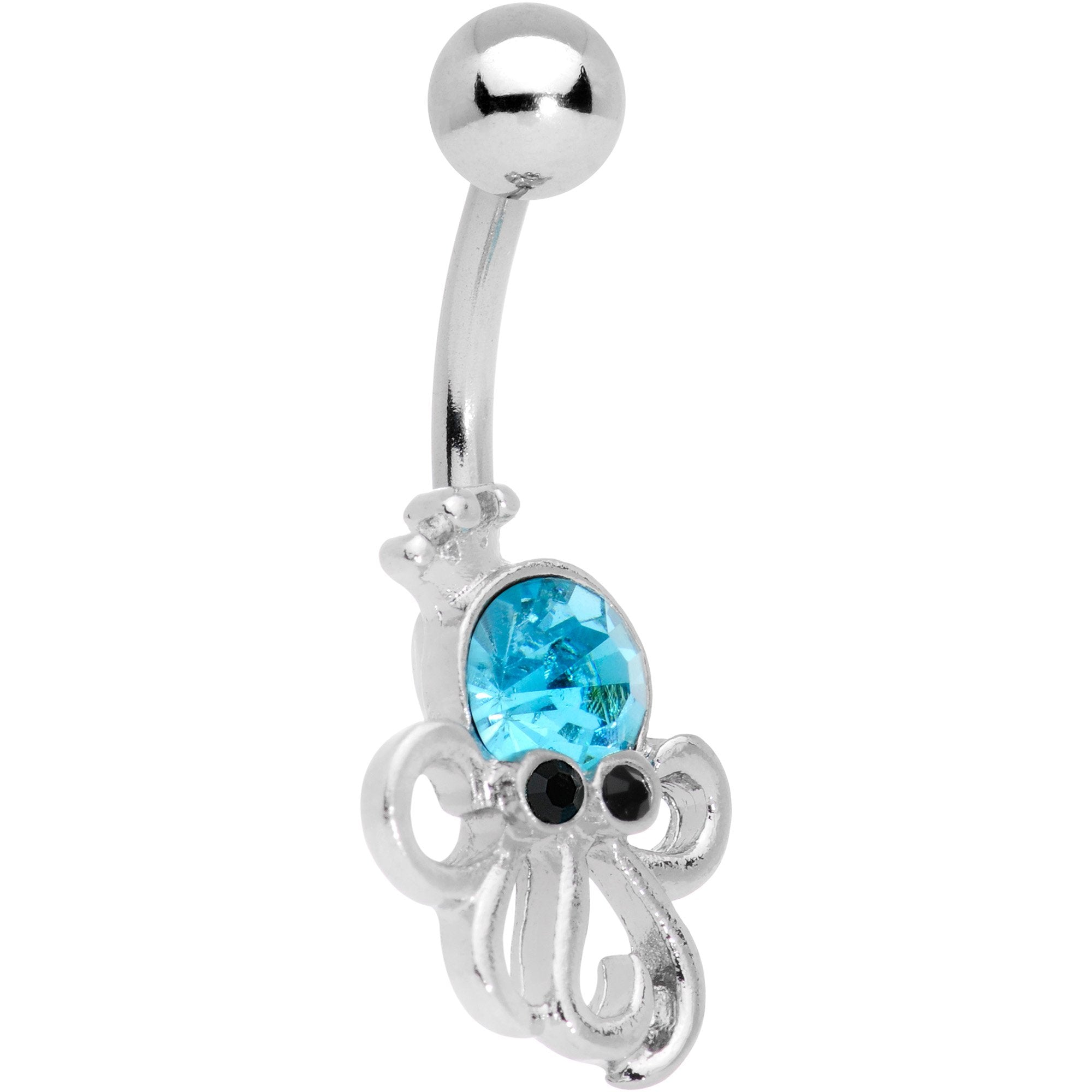 Pink Aqua Gem King Octopus Belly Ring