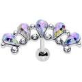 16G 5/16 Aurora Clear Gem Curved Garnish Left Cartilage Earring