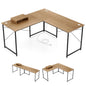 95 Inch 2-Person L-Shaped Long Reversible Computer Desk with Monitor Stand