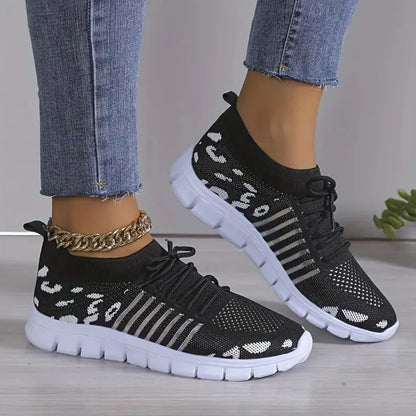 Leopard Round Toe Lace Up Athletic