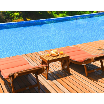 3 Pieces Folding Patio Eucalyptus Wood Lounge Chair Set with Foldable Side Table