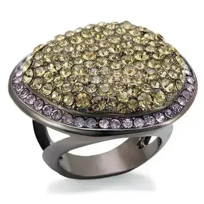 LO1694 Chocolate Gold Brass Ring – Multi-Color Crystal Statement Piece
