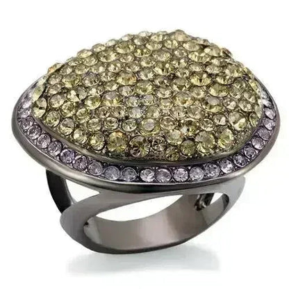 LO1694 Chocolate Gold Brass Ring – Multi-Color Crystal Statement Piece