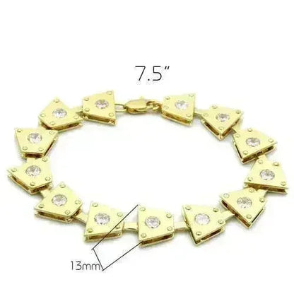 LO2002 - Matte Gold & Gold Brass Bracelet with AAA Grade CZ  in Clear