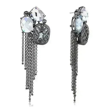 Cobalt Black Brass Earrings with AAA CZ LO4191 - Femstylo