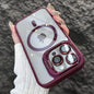 Magnetic Shockproof Transparent Phone Case with Stand | Glass Lens Protection for iPhone 11-16 Series