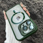Magnetic Shockproof Transparent Phone Case with Stand | Glass Lens Protection for iPhone 11-16 Series