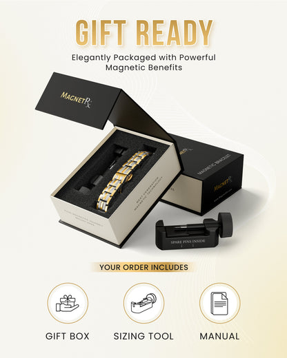 EllipseMAX Magnetic Bracelet for Men (Silver & Gold)