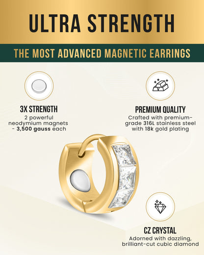Crystal Magnetic Therapy Earrings for Women (Gold)