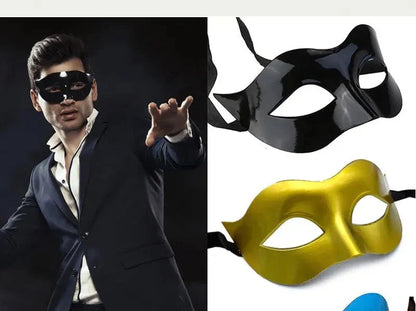 Masquerade Half Face Mask | Elegant Black & White Retro Design