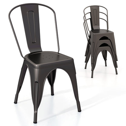 Metal Dining Chairs Set of 4 with Removable Backrest for Dining Room Restaurant Living Room