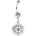 Clear Gem Twist Flower Dangle Belly Ring
