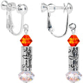 Holiday Candle Clip On Earrings Created with Crystals