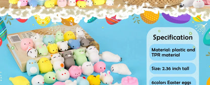 Mochi Squishy Toy Filled Easter Eggs | Mystery Animal Stress Relief Toys for Kids and Adults