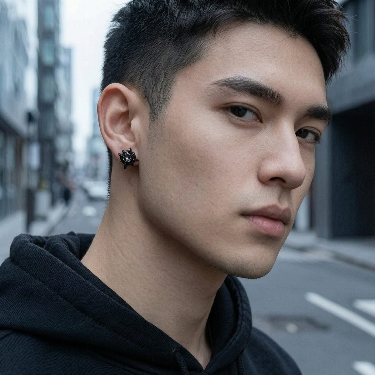 Magnetic 4-Pointed Star CZ Stud Earrings for Men Women, Multicolor Non-Piercing Clip On Stainless Steel