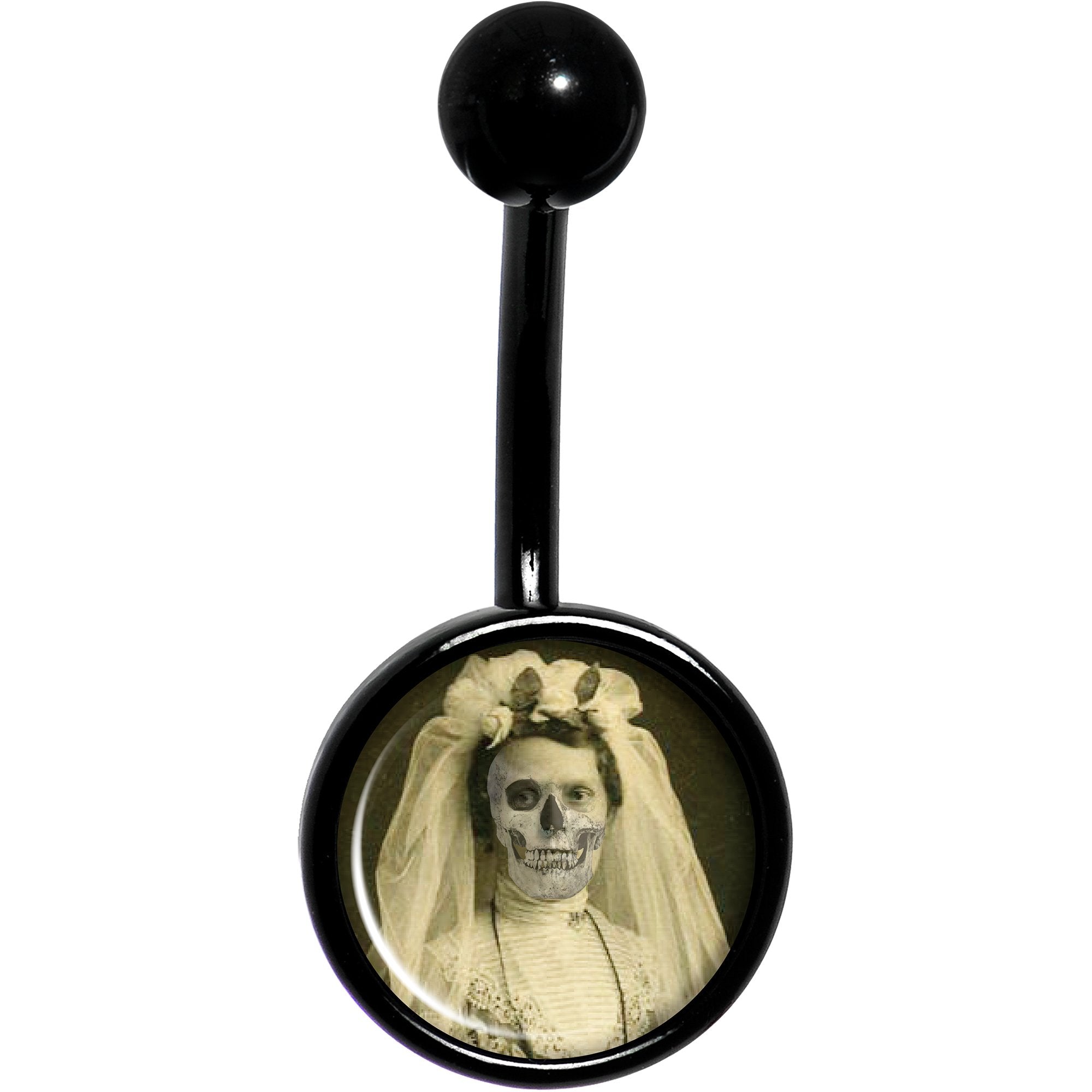 Skeleton Bride Halloween Black Belly Ring