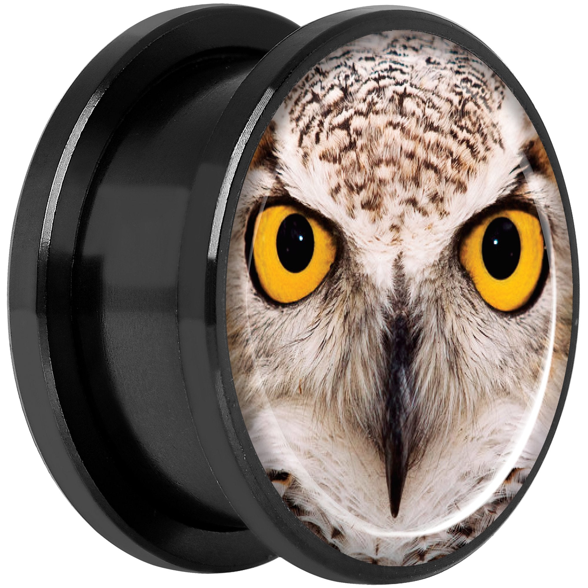 Full Color Owl Black Anodized Screw Fit Plug Set 18mm