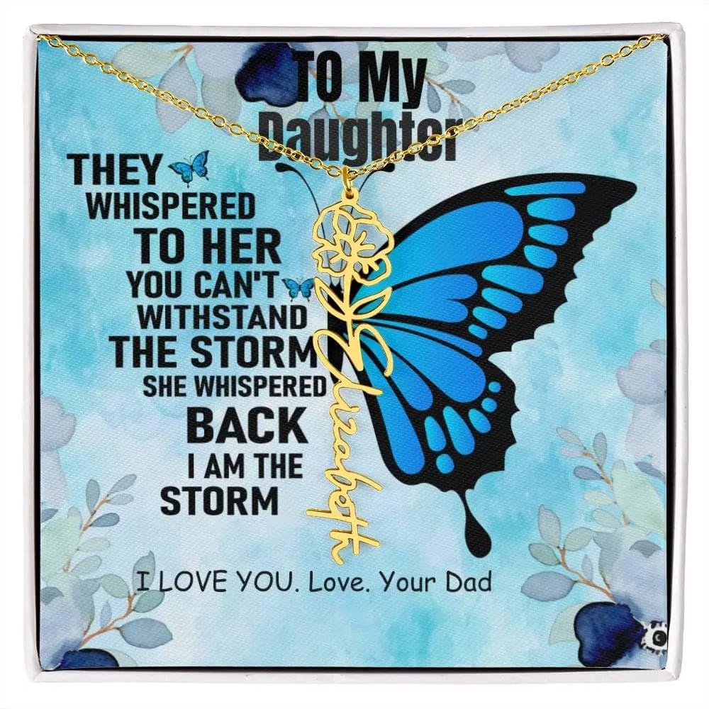 Necklace From Dad to Daughter I To My Daughter | I Love You - Birth Necklace