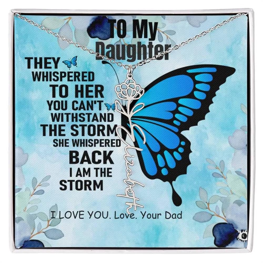 Necklace From Dad to Daughter I To My Daughter | I Love You - Birth Necklace