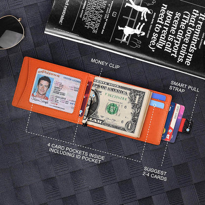 New Carbon Fiber Dollar Clip Contrast Color Pull Leather Wallet Wallet Men's Banknote Clip Wallet
