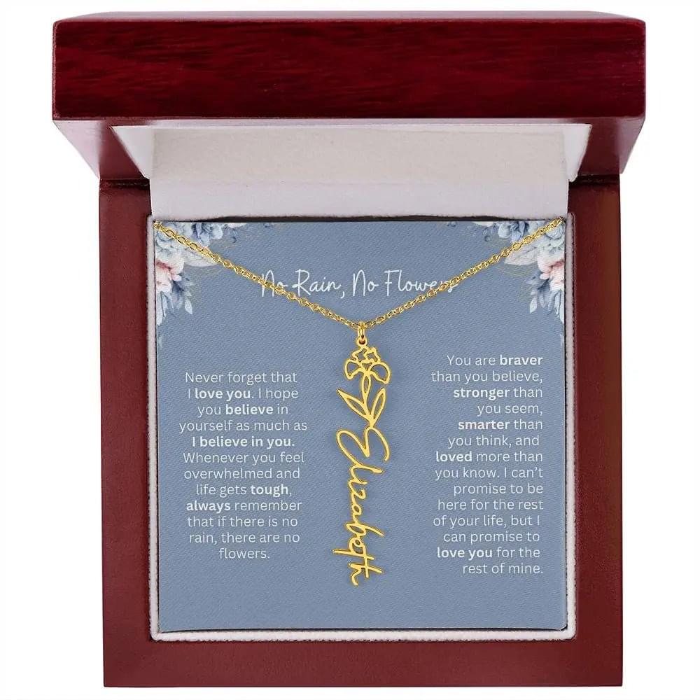 No Rain - No Flowers | Birth Necklace | Name Necklace | Custom Gift from Dad to Daughter and Bonus Daughter