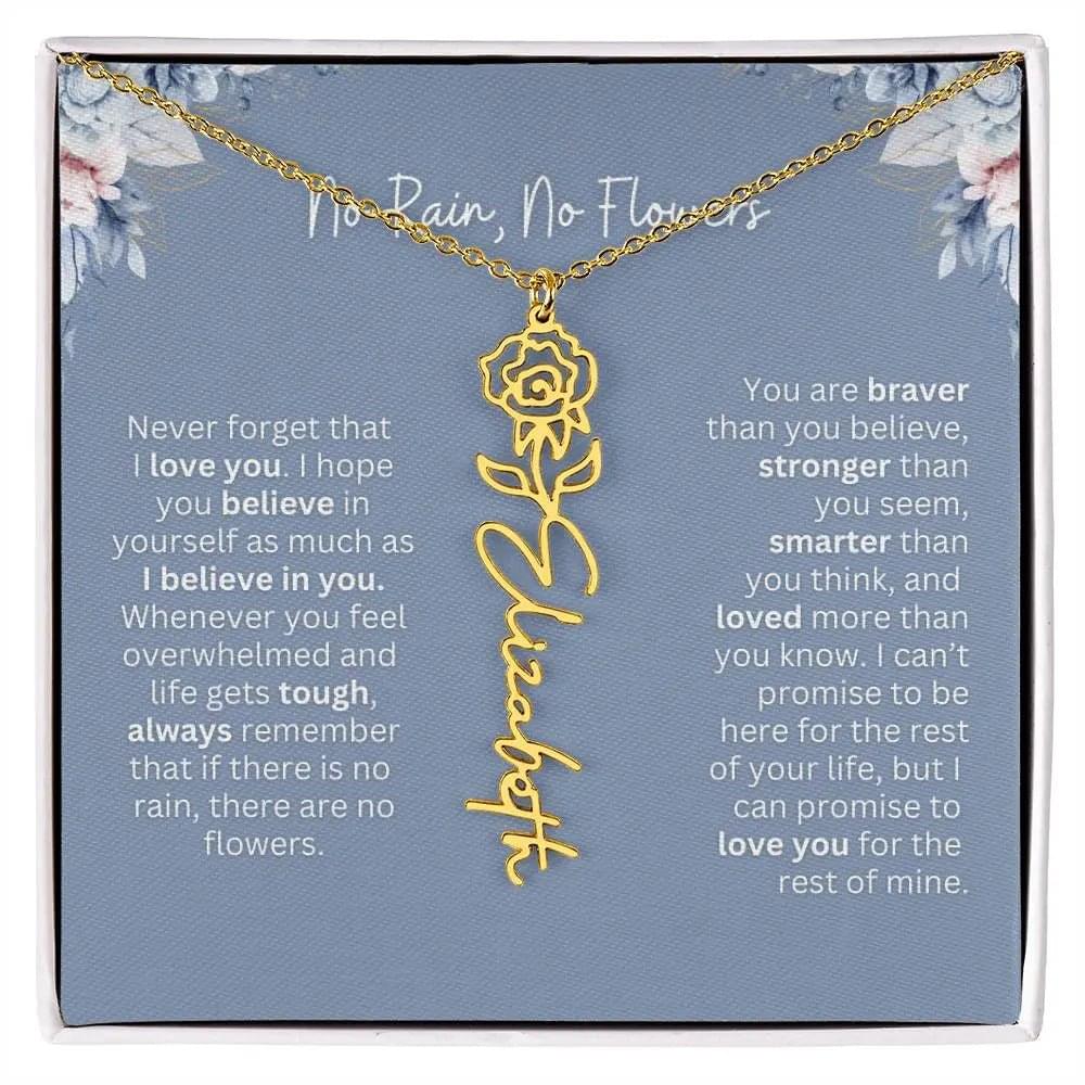 No Rain - No Flowers | Birth Necklace | Name Necklace | Custom Gift from Dad to Daughter and Bonus Daughter