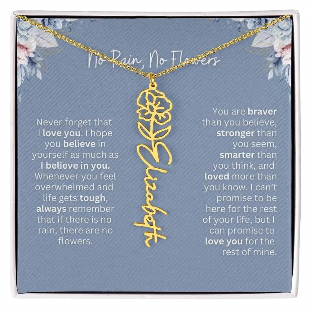 No Rain - No Flowers | Birth Necklace | Name Necklace | Custom Gift from Dad to Daughter and Bonus Daughter