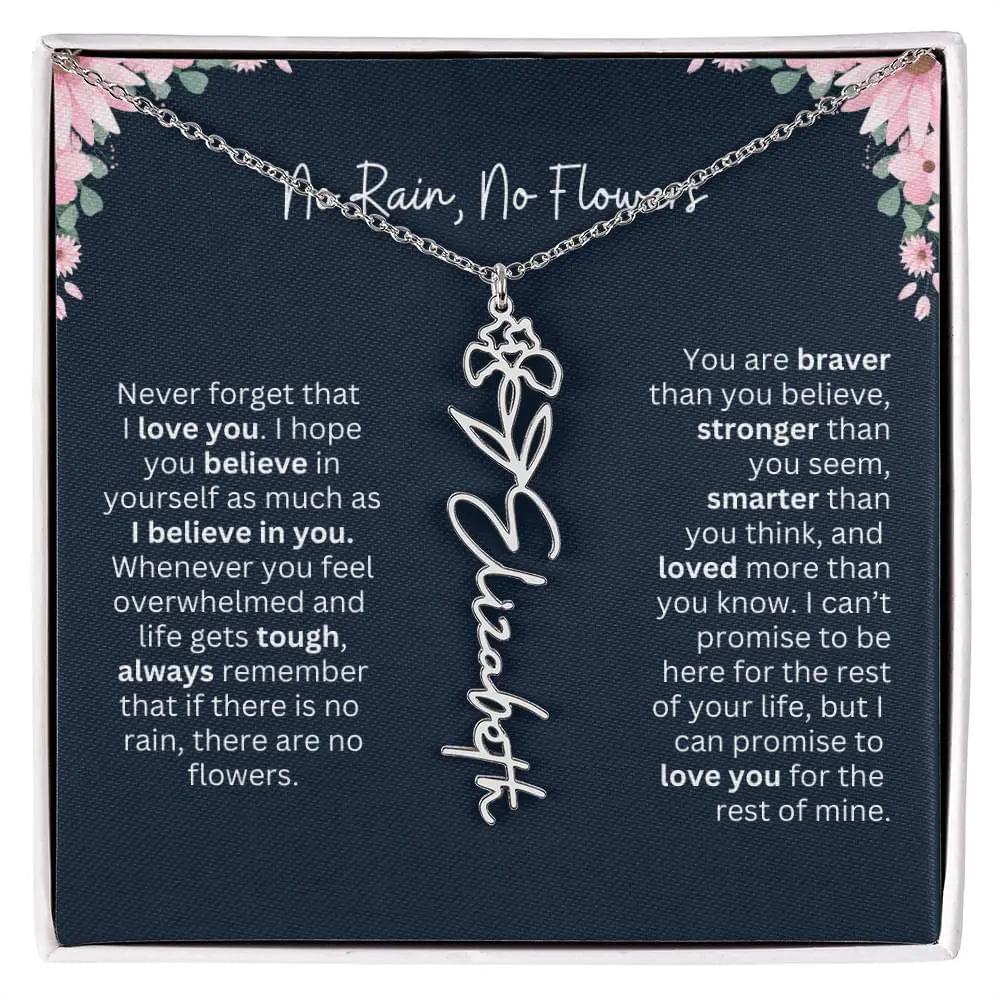 No Rain - No Flowers | Birth Necklace | Name Necklace | Custom Jewelry Gift for Daughters from Dad