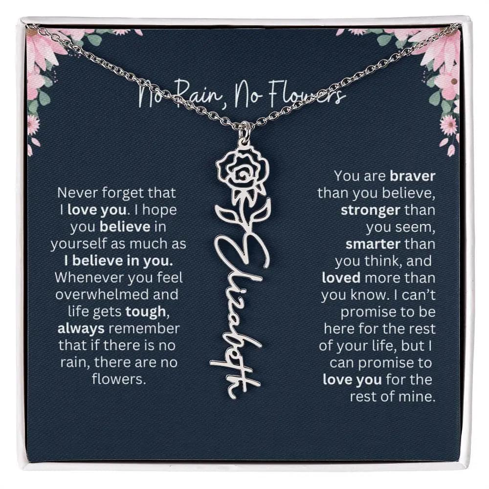 No Rain - No Flowers | Birth Necklace | Name Necklace | Custom Jewelry Gift for Daughters from Dad