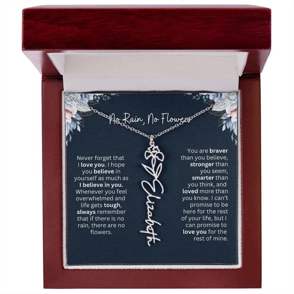 Personalized Birth Flower Name Necklace | Most Meaningful Birthday Gift for Daughter from Dad