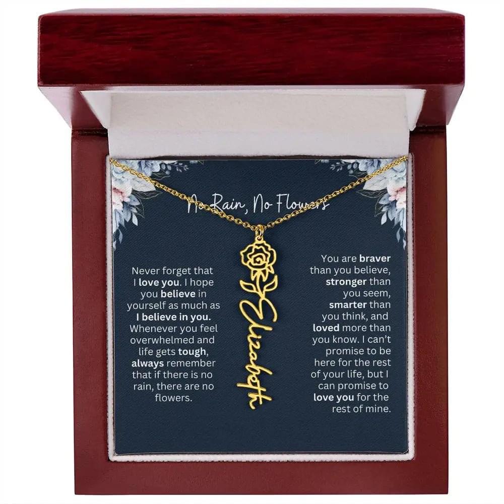 Personalized Birth Flower Name Necklace | Most Meaningful Birthday Gift for Daughter from Dad