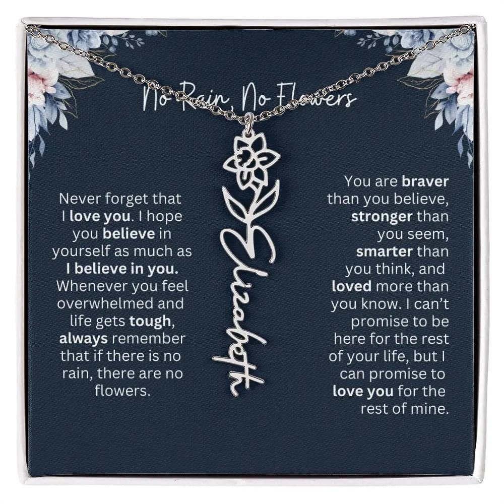 Personalized Birth Flower Name Necklace | Most Meaningful Birthday Gift for Daughter from Dad