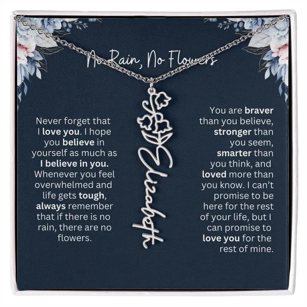 Personalized Birth Flower Name Necklace | Most Meaningful Birthday Gift for Daughter from Dad