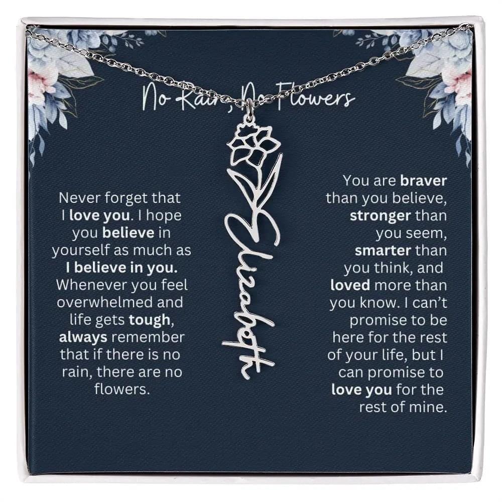 Personalized Birth Flower Name Necklace | Most Meaningful Birthday Gift for Daughter from Dad