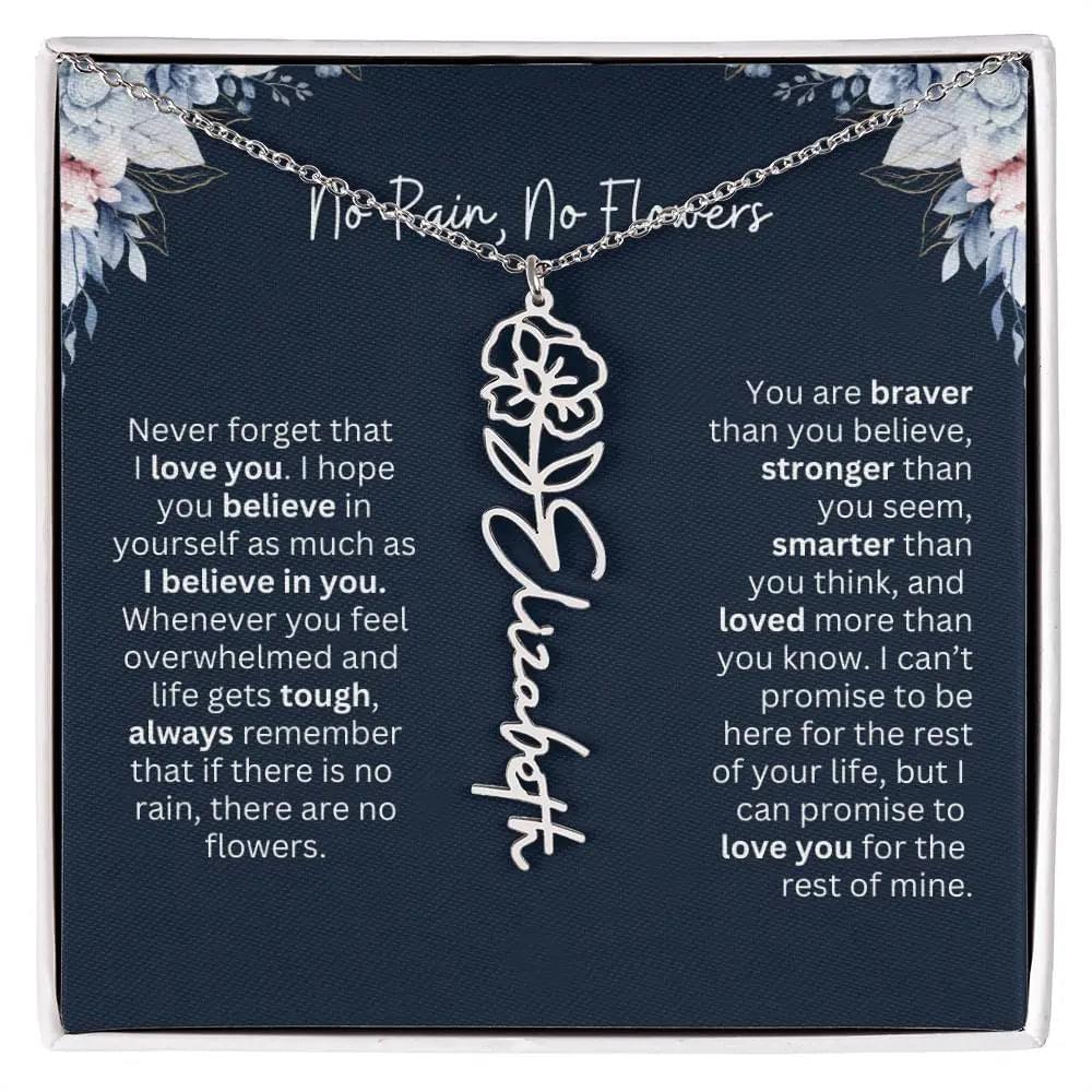 Personalized Birth Flower Name Necklace | Most Meaningful Birthday Gift for Daughter from Dad