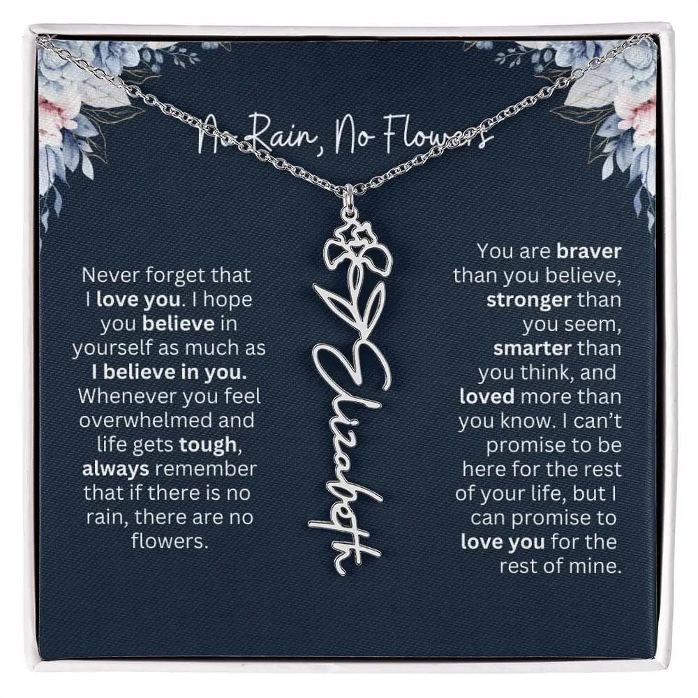 Personalized Birth Flower Name Necklace | Most Meaningful Birthday Gift for Daughter from Dad