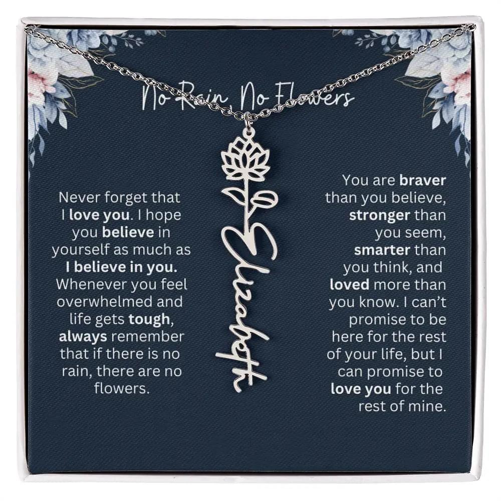 Personalized Birth Flower Name Necklace | Most Meaningful Birthday Gift for Daughter from Dad