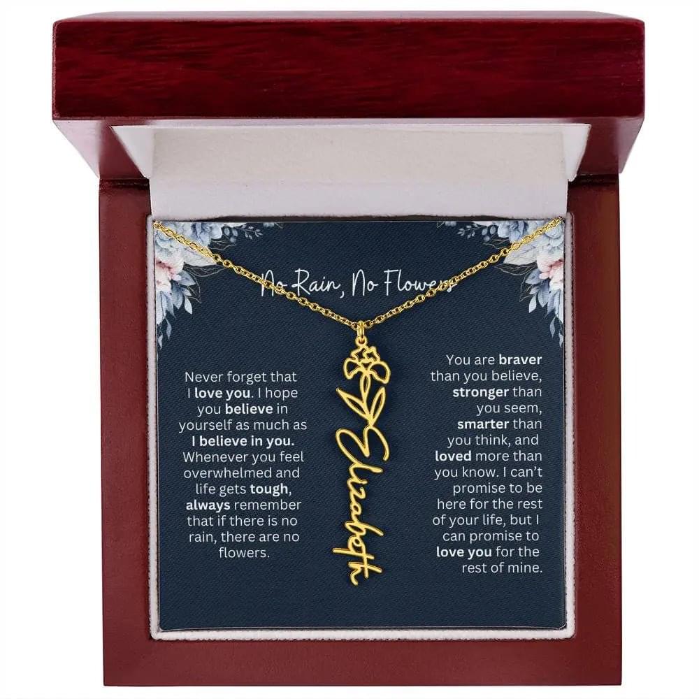 Personalized Birth Flower Name Necklace | Most Meaningful Birthday Gift for Daughter from Dad