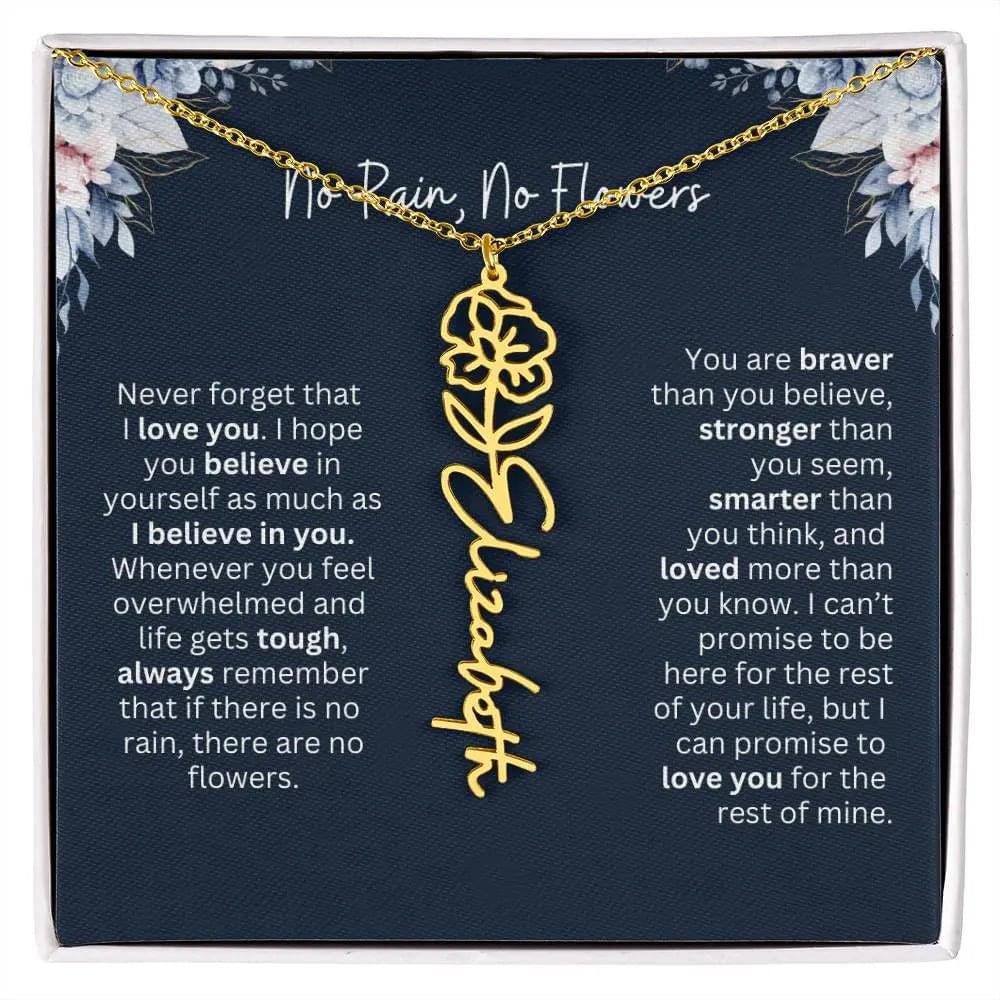 Personalized Birth Flower Name Necklace | Most Meaningful Birthday Gift for Daughter from Dad