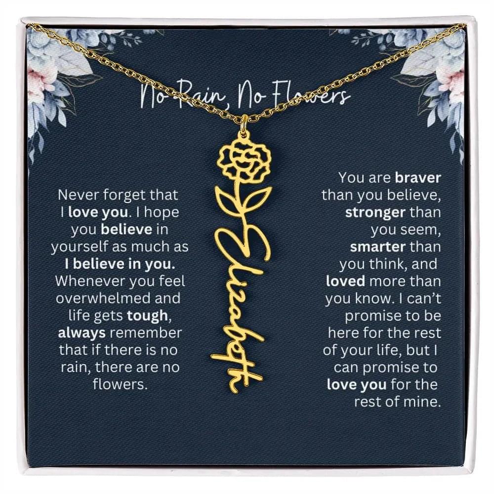 Personalized Birth Flower Name Necklace | Most Meaningful Birthday Gift for Daughter from Dad